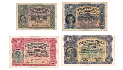 Serie Banknoten Schweiz. Dabei 50 ... 