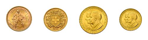 23 Goldmünzen. Dabei Schweiz mit ... 