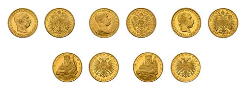 38 Goldmünzen Österreich. Dabei ... 