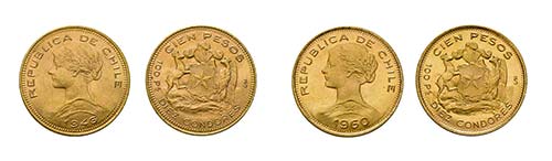 100 Pesos Chile in Gold in ... 
