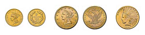 12 Goldmünzen USA. Dabei 3 Dollar ... 