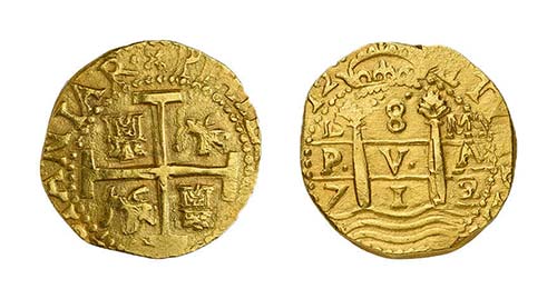 8 Escudos, 1712-L M. Lima Mint. ... 