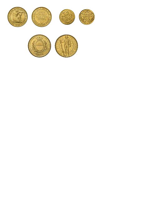 3 Goldmünzen Schweiz. Dabei Dukat ... 