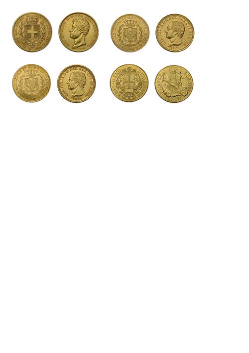 4 Goldmünzen. Dabei 96 Lire ... 