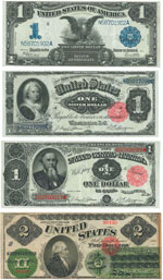 Lot mit 6 Banknoten: 1 $ Treasury Notes, 1 $ ... 