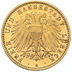 LÜBECK, Freie und Hansestadt - 10 Mark 1909 ... 