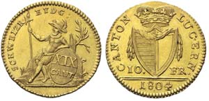 10 Franken 1804 Luzern, 4,77 Gramm, ... 