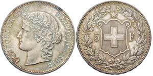 5 Franken 1912 Schweiz in vorzüglicher ... 