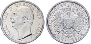 Anhalt 2 Mark 1904 A Silber in polierter ... 