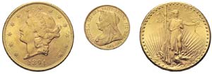 Lot mit 9 Goldmünzen: USA 20 Dollar 1928 ... 