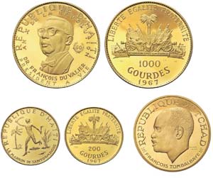 2 Sätze Goldmünzen Haiti und Tschad ... 
