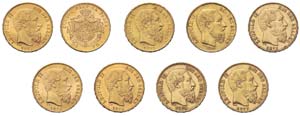 100 Stück 20 Francs Goldmünzen Belgien, ... 