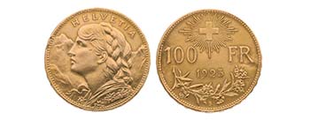 100 Franken 1925 B. Vs. Frauenbüste mit ... 