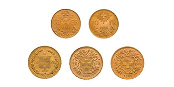 Sammlung der 10 und 20 Franken Goldmünzen ... 