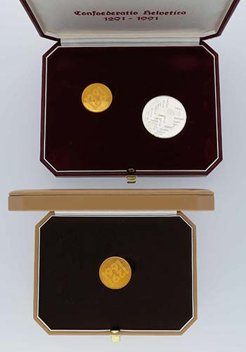 14 x 250 Franken 1991 Gold 700 Jahre ... 