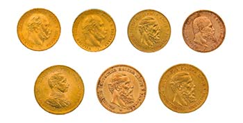 19 Goldmünzen Deutsches Kaiserreich meist ... 