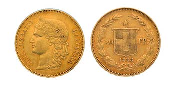 20 Franken 1888 B. Divo 107. Selten, nur ... 