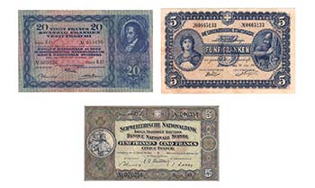 Papiergeld, Schweiz - Lot mit 3 Banknoten ... 