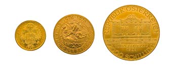 Kleine Partie Goldmünzen Österreich. Dabei ... 