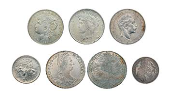Partie Münzen alle Welt meist aus Silber. ... 
