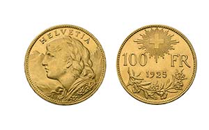 100 Franken 1925 B. Vs. Frauenbüste mit ... 
