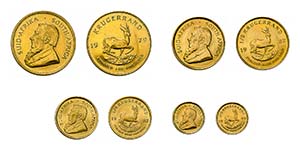 15 Goldmünzen Südafrika. Dabei ... 