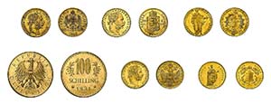 41 Goldmünzen Österreich. Dabei ... 