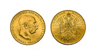 100 Kronen Österreich von 1915 in Gold. ... 