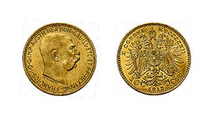 10 Kronen Österreich von 1912 in Gold. ... 
