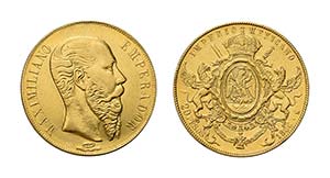Mexiko, Maximilian 1864 - 1867. 20 Pesos ... 