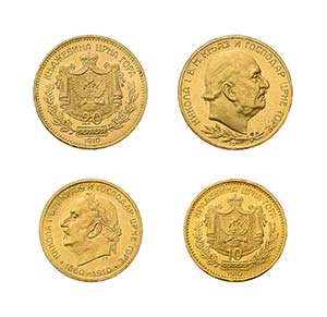 2 Goldmünzen Montenegro. Nikolaus I. 1860 - ... 
