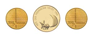 3 Goldmünzen Schweiz. 100 Franken 1999 Vete ... 