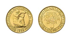 4 Goldmedaillen Schweiz. Dabei 100 Franken ... 
