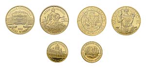 6 Goldmünzen Österreich. Dabei 3 x 500 ... 