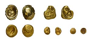 5 antike Goldmünzen. Dabei u.a. Persien ... 