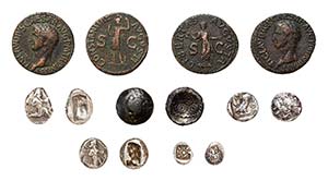 69 antike Silber- und Kupfermünzen mit ... 