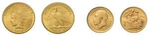 11 Goldmünzen alle Welt. Dabei 5 x 1 ... 