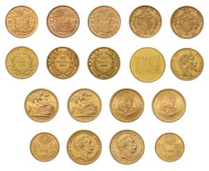 Kleine Partie Goldmünzen. Dabei 7 x 20 ... 