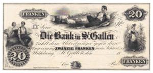 Bank in St. Gallen, 3 Noten zu 20, ... 