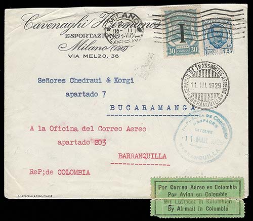 1929, POSTA AEREA IN COLUMBIA. ... 