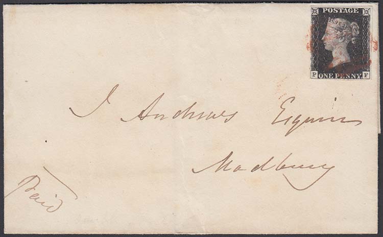 PENNY NERO. 1840, lettera spedita ... 