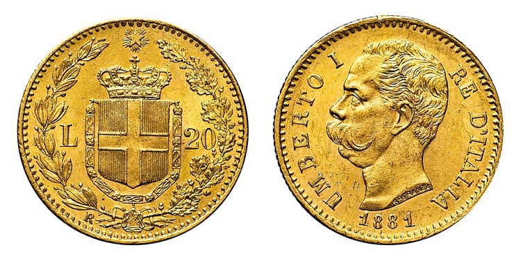 UMBERTO I (1878-1900), 20 lire 6 ... 