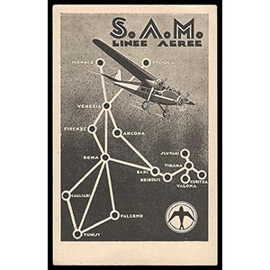 S.A.M. Linee Aeree, cartolina nuova con ... 