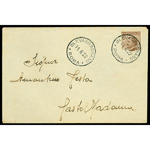 FRODE POSTALE, francobollo da c.40 (84) con ... 
