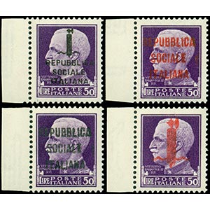 La serie di 4 francobolli da 50 lire con ... 