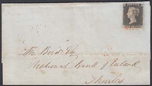 1841. Penny black (TJ) su lettera spedita a ... 