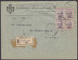 CROCIERA ITALIANA 1924. Lettera raccomandata ... 