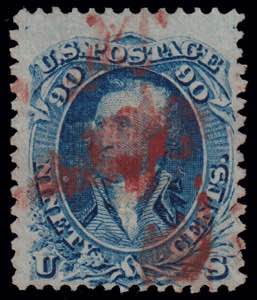 1867 GRILL ISSUE. Lot of 9 different stamps, ... 
