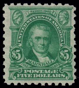 1917. Marshall, 5$ green (Scott #480). Cert ... 