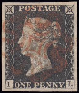 PENNY BLACK. 1p. (6) mixed conditions, ... 
